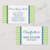 ライムブルーシェブロン赤ちゃんシャワーブックリクエストカード エンクロージャーカード (正面/裏面)