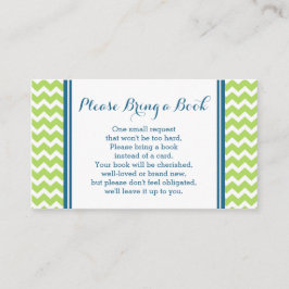 ライムブルーシェブロン赤ちゃんシャワーブックリクエストカード エンクロージャーカード