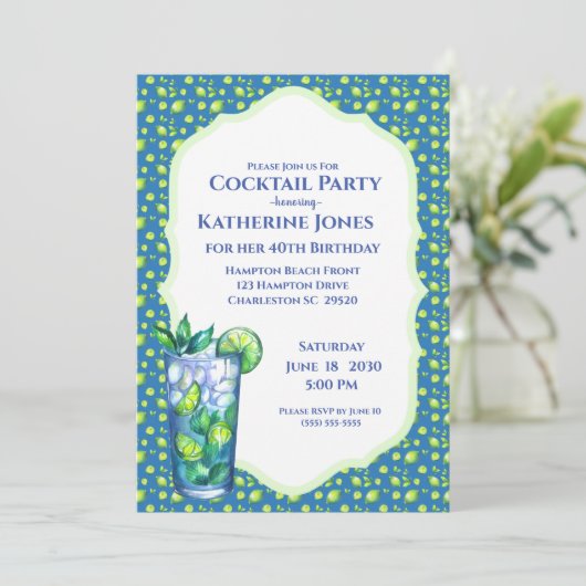 ライムブルーモヒトト誕生日カクテルパーティー 招待状 (スタンド正面)