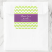 ライムプラムシェブロンサンキュー結婚式の引き出物ラベル スクエアシール (バッグ)