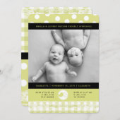 ライムベビーバーズレースツインガールズ誕生のお知らせ 案内状 (正面/裏面)