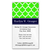 ライムホワイトモロッコ#5ネイビーブルー名モノグラム マグネット名刺 (正面縦)