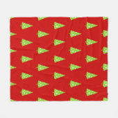 ライムホワイト水玉模様クリスマスツリーパターンエプロン フリースブランケット (正面(横))