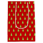 ライムホワイト水玉模様クリスマスツリーパターン ミディアムペーパーバッグ (裏面)