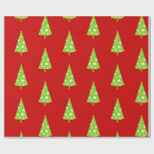 ライムホワイト水玉模様クリスマスツリーパターン ラッピングペーパー (フラット)