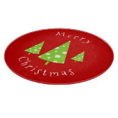 ライムホワイト水玉模様クリスマスツリー カッティングボード (角)