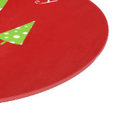 ライムホワイト水玉模様クリスマスツリー カッティングボード (角)