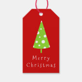 ライムホワイト水玉模様クリスマスツリー ギフトタグ (正面)