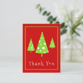 ライムホワイト水玉模様クリスマスツリー サンキューカード (スタンド正面)