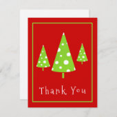 ライムホワイト水玉模様クリスマスツリー サンキューカード (正面/裏面)