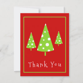 ライムホワイト水玉模様クリスマスツリー サンキューカード