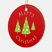 ライムホワイト水玉模様クリスマスツリー セラミックオーナメント (左)