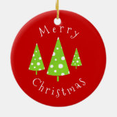 ライムホワイト水玉模様クリスマスツリー セラミックオーナメント (裏面)