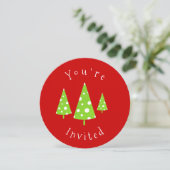 ライムホワイト水玉模様クリスマスツリー 招待状 (スタンド正面)