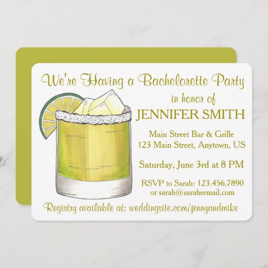 ライムマルガリタカクテルバチェロレッテシンコデマヨ 招待状 (正面/裏面)