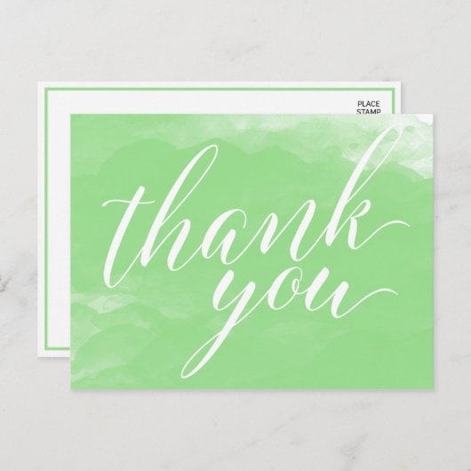 ライムモダンエレガントグリーンウォーター色ありがとう ポストカード (正面/裏面)