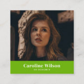 ライムモダングはっきりしたリープロフェッショナルQRコード写真 スクエア名刺 (正面)