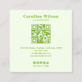 ライムモダングはっきりしたリープロフェッショナルQRコード写真 スクエア名刺 (裏面)