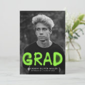 ライムモダングリーンスプレー絵を描写真の卒業 案内状 (スタンド正面)