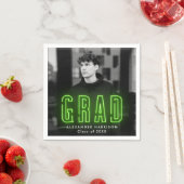 ライムモダングリーンネオン写真卒業 スタンダードカクテルナプキン (インサイチュ)