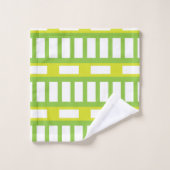 ライムモダングリーンホワイトカラーストライプパターン バスタオルセット (ウォッシュタオル)