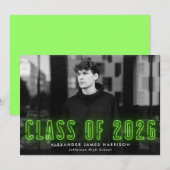 ライムモダンネオン2023年写真卒業 案内状 (正面/裏面)