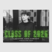 ライムモダンネオン2025年写真卒業 マグネット招待状 (正面)