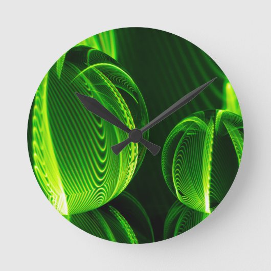 ライムラインを2つのボール ラウンド壁時計 (正面)