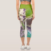 ライムラグーン、緑、紫および白のセル カプリレギンス (裏面)