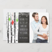 ライムレッド樺の木ツリーオーナメントクリスマスフォトカード シーズンカード (正面)