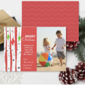 ライムレッド樺の木ツリーオーナメントクリスマスフォトカード シーズンカード