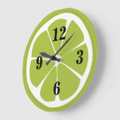 ライムレモンスライスグリーンフルーツキッチン ラージ壁時計 (傾斜)