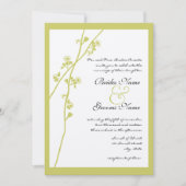 ライムワイルドフラワーブランチ結婚式招待状 招待状 (正面)