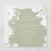 ライムヴィンテージフラワー結婚式招待状 招待状 (正面)
