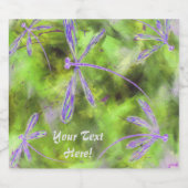 ライム上の紫色の翼のトンボ スパークリングワインラベル (シングルラベル)