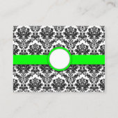 ライム及びブラックダマスク座席表ホルダー プレイスカード (裏面)