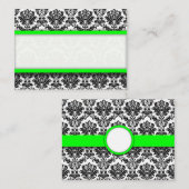 ライム及びブラックダマスク座席表ホルダー プレイスカード (正面/裏面)