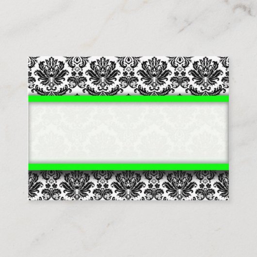 ライム及びブラックダマスク座席表ホルダー プレイスカード (正面)