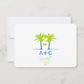 ライム及び王室のブルービーチタイポグラフィ招待状 招待状 (裏面)