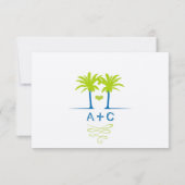 ライム及び王室のブルービーチタイポグラフィ招待状 招待状 (裏面)