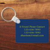 ライム名門私立校風のグリーン水玉模様オンネイビーブルーモノグラム キーホルダー (裏面)