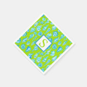 ライム名門私立校風の・グリーン・シーサイドの海岸沿いの貝殻 スタンダードカクテルナプキン (角)