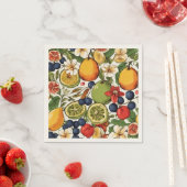 ライム地中海の、レモン、花。絵を描 スタンダードカクテルナプキン (インサイチュ)
