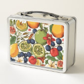 ライム地中海の、レモン、花。絵を描 メタルランチボックス (裏面)