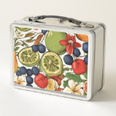 ライム地中海の、レモン、花。絵を描 メタルランチボックス (裏面)