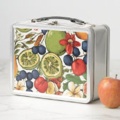ライム地中海の、レモン、花。絵を描 メタルランチボックス (インサイチュ)