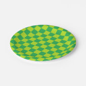 ライム市松模様にグリーンとグリーン ペーパープレート (アングル)