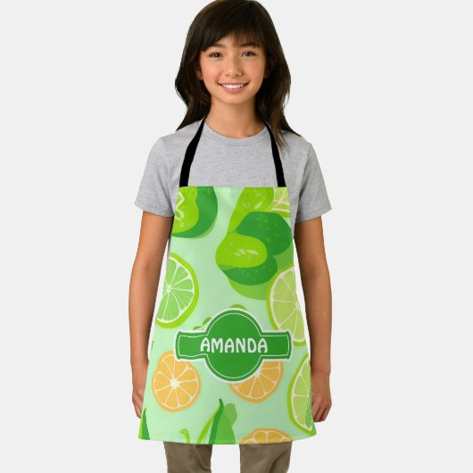 ライム幾何カラフルパーソナライズされた模様 エプロン (インサイチュ)