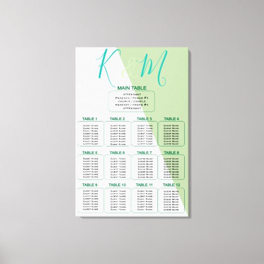 ライム幾何学的な壮大なミニマ結婚リスト キャンバスプリント (正面)