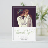 ライム幾何学的な壮大なミニマ結婚リスト サンキューカード (スタンド正面)